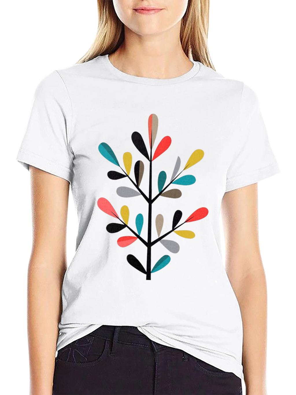 Modern Geometric Leaf T-Shirt