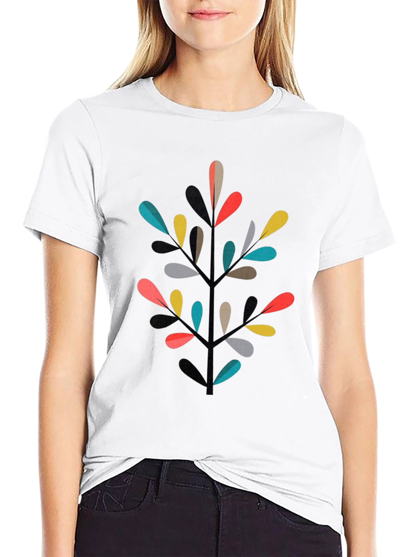 Modern Geometric Leaf T-Shirt