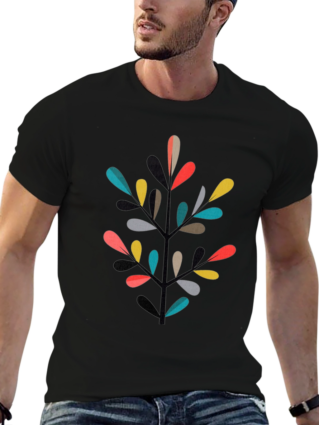 Modern Geometric Leaf T-Shirt