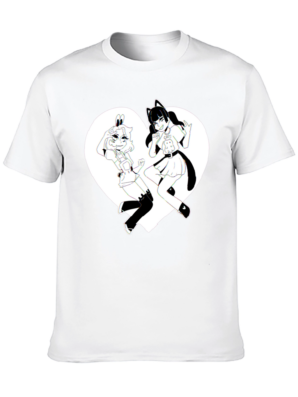 Anime Girls Heart Graphic T-Shirt