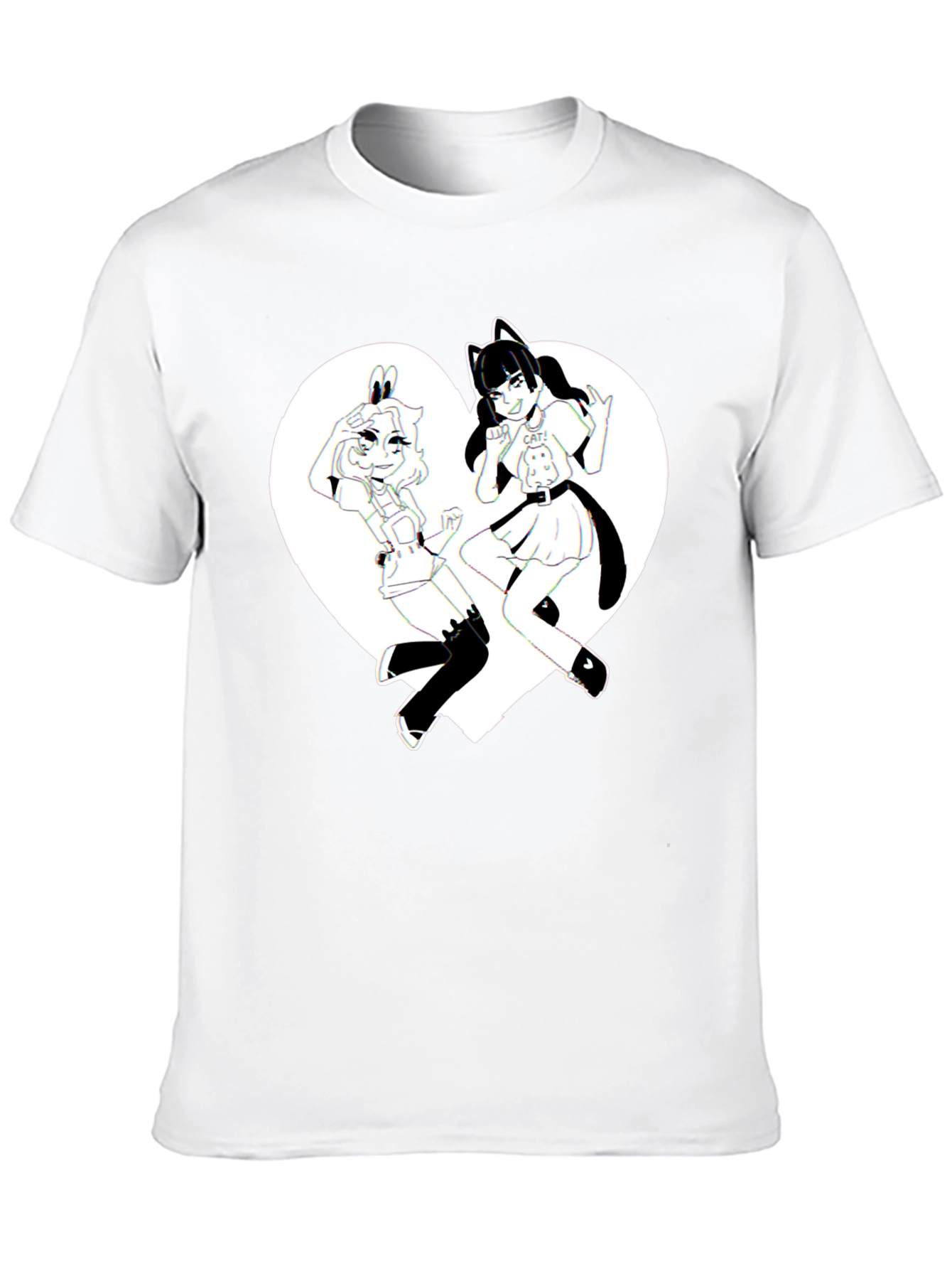 Anime Girls Heart Graphic T-Shirt