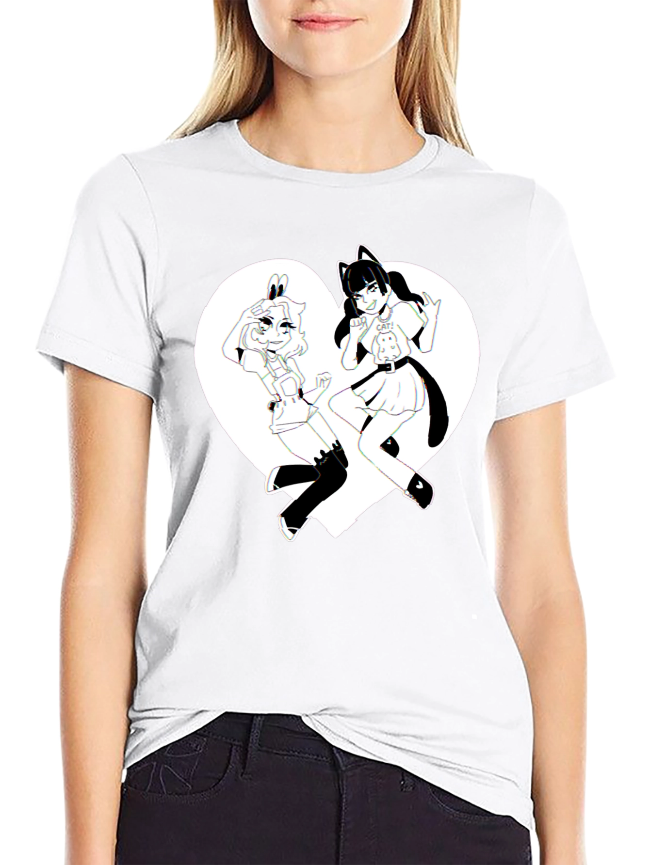 Anime Girls Heart Graphic T-Shirt