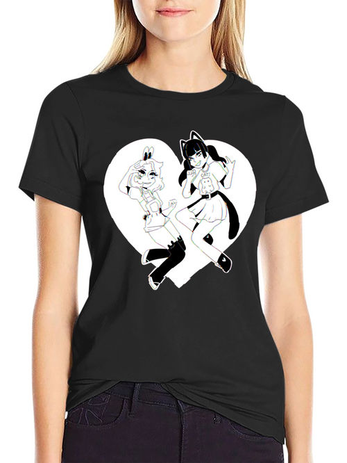 Anime Girls Heart Graphic T-Shirt