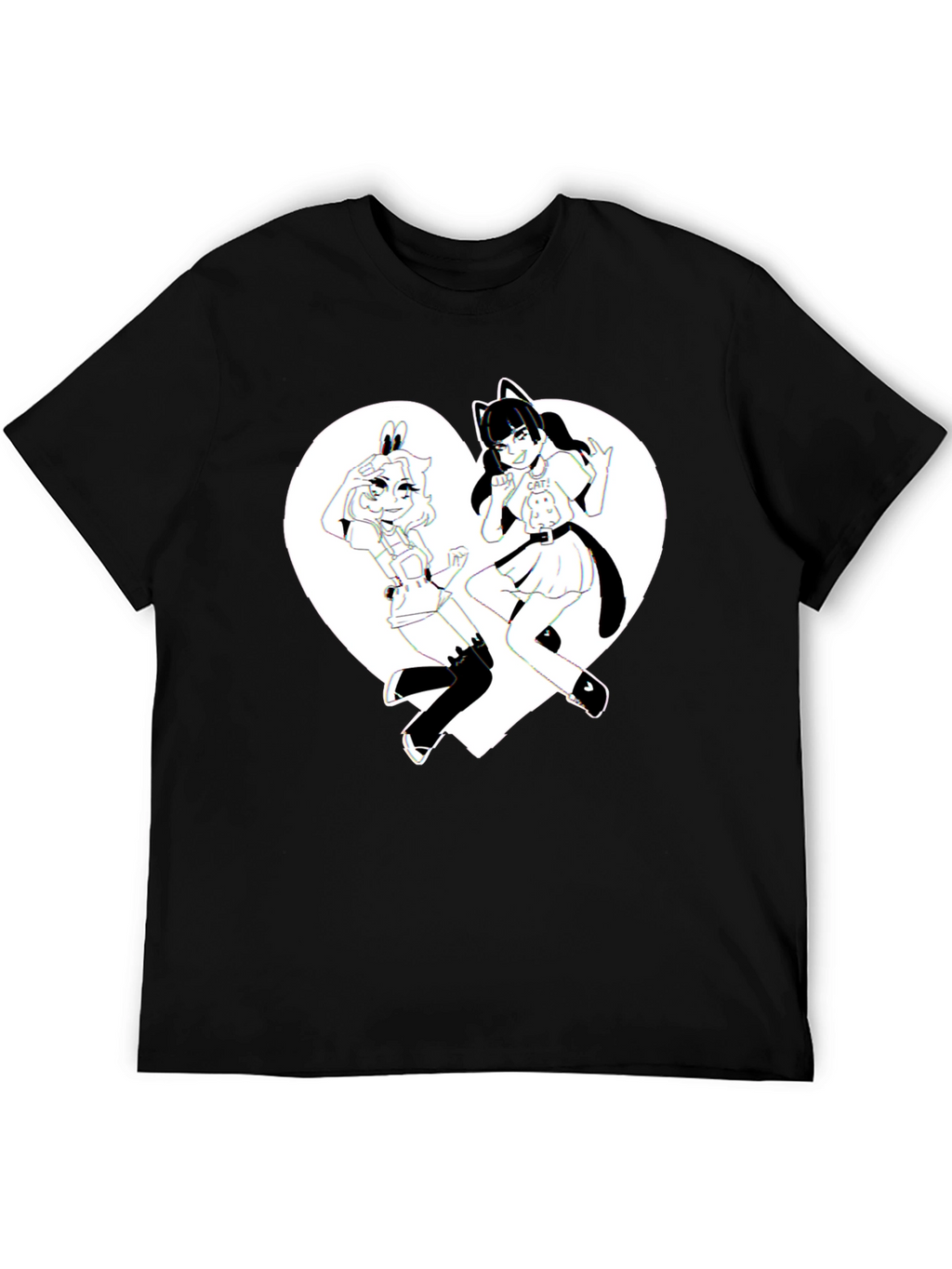Anime Girls Heart Graphic T-Shirt