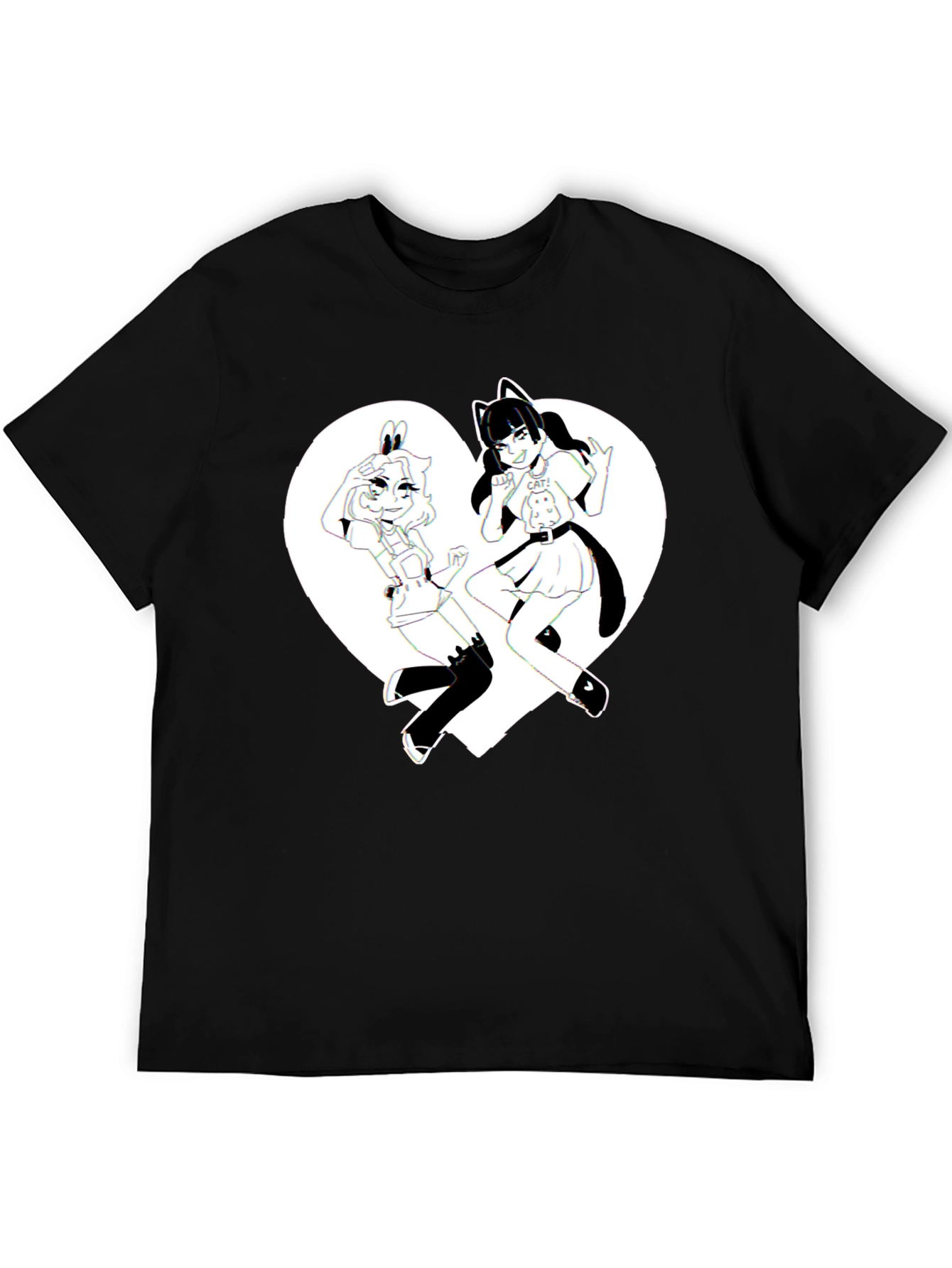 Anime Girls Heart Graphic T-Shirt