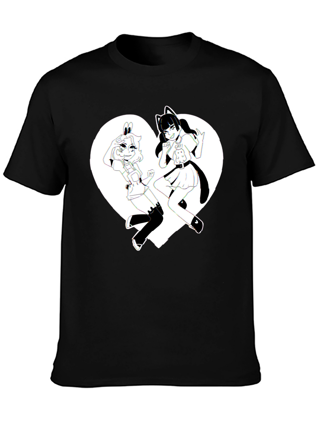 Anime Girls Heart Graphic T-Shirt