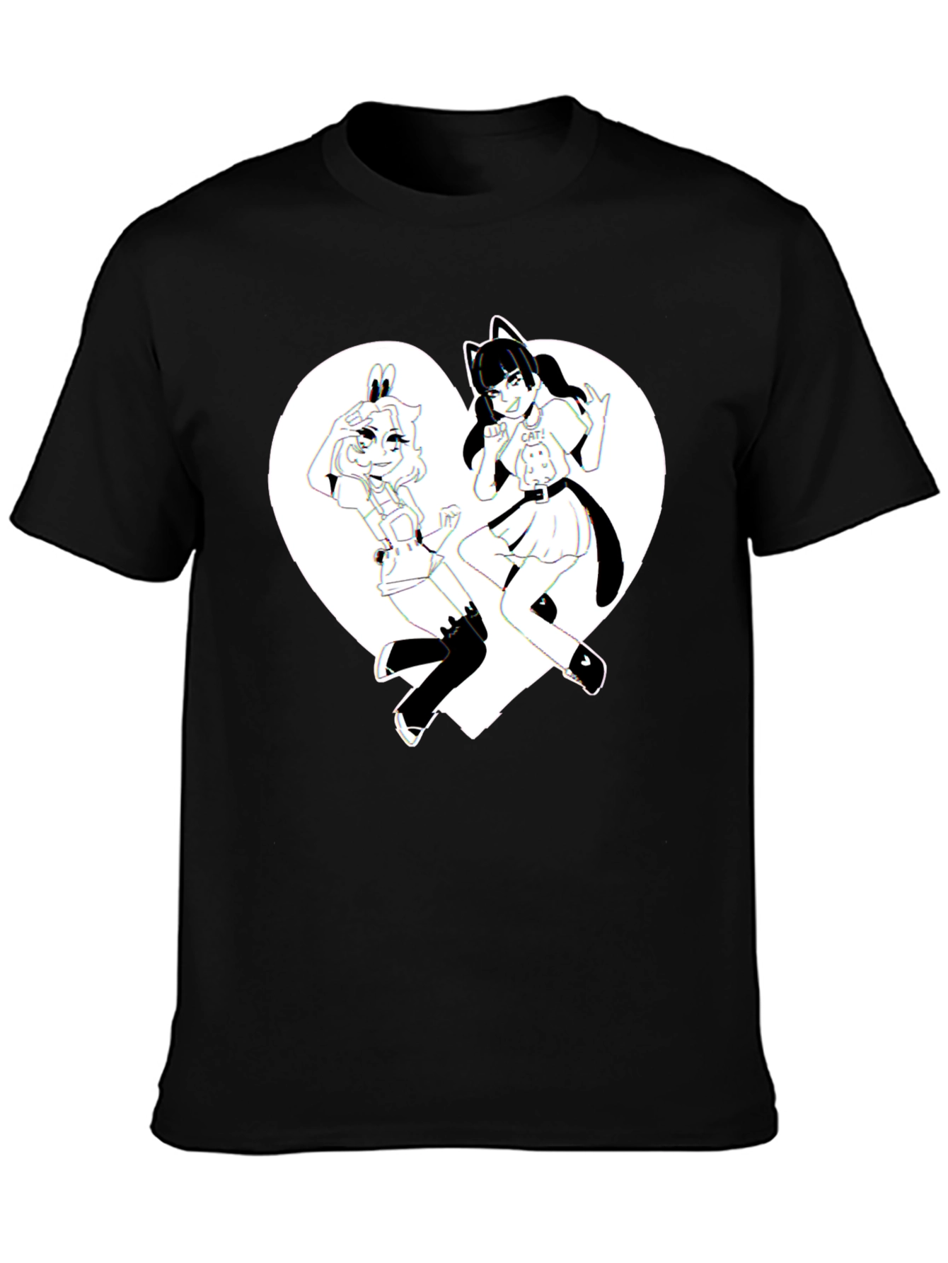 Anime Girls Heart Graphic T-Shirt