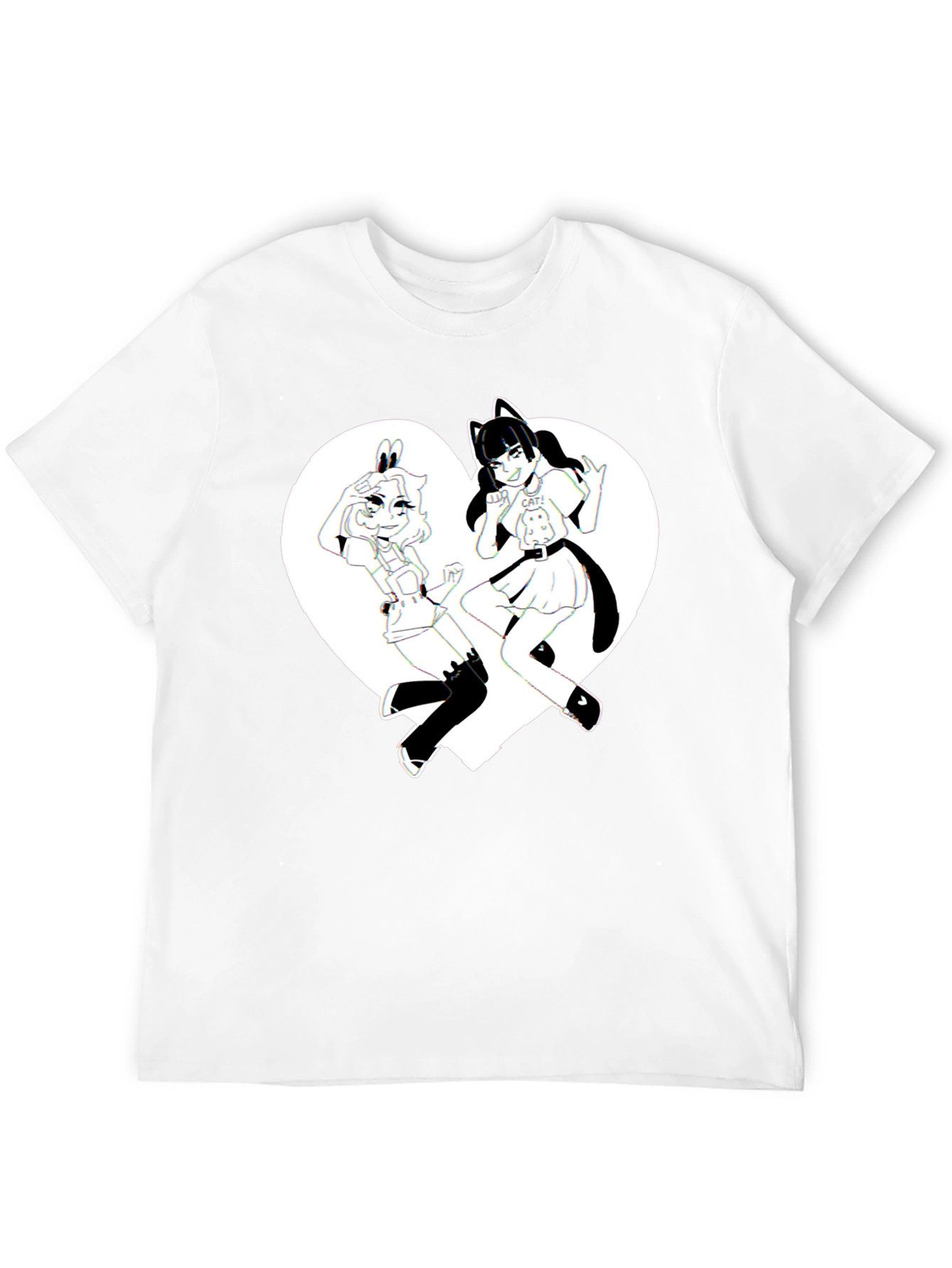 Anime Girls Heart Graphic T-Shirt