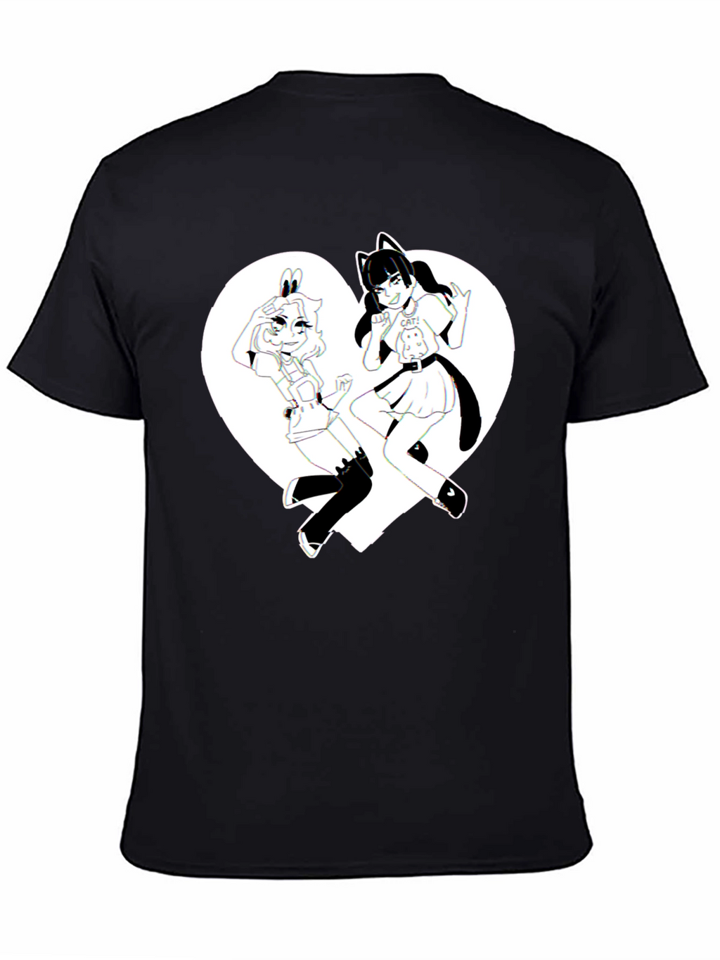 Anime Girls Heart Graphic T-Shirt