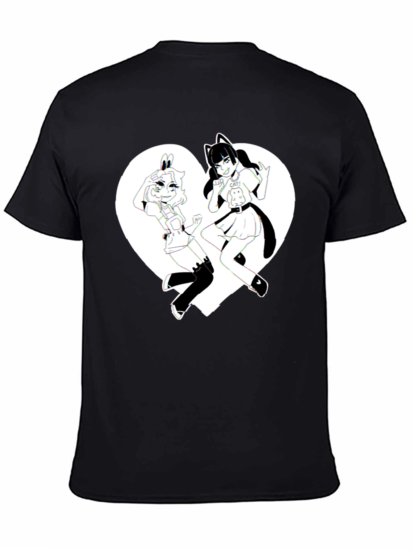 Anime Girls Heart Graphic T-Shirt