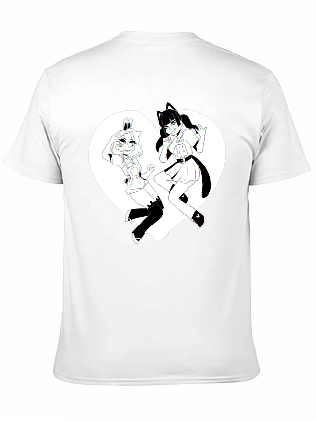 Anime Girls Heart Graphic T-Shirt
