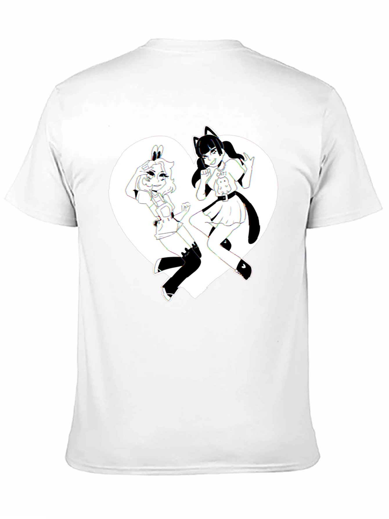 Anime Girls Heart Graphic T-Shirt