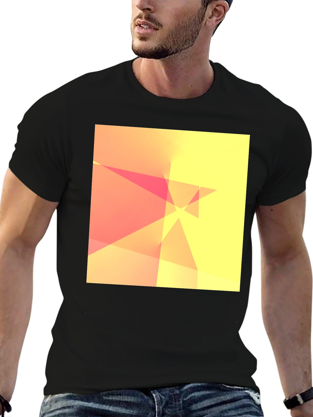 Abstract Geometric Design Black T-Shirt