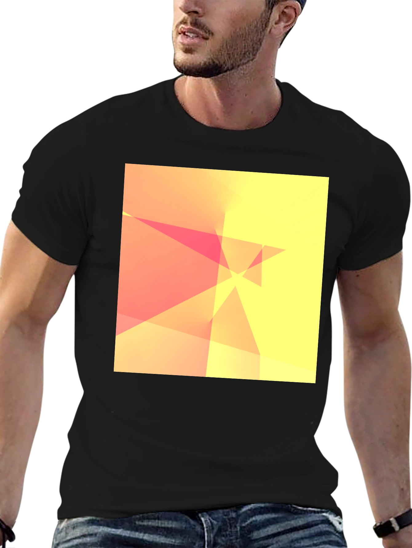 Abstract Geometric Design Black T-Shirt