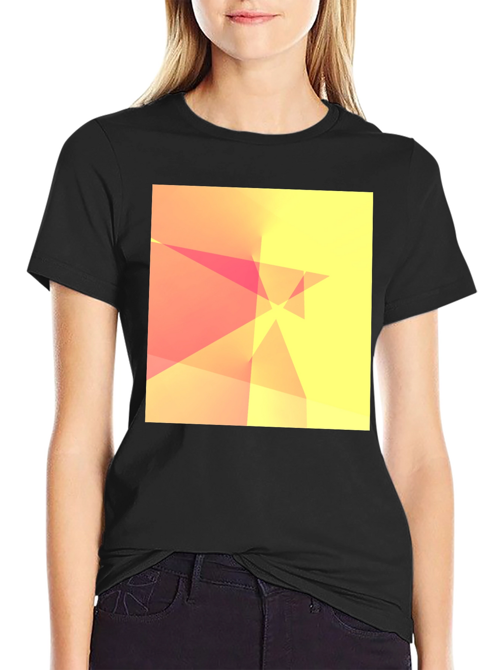 Abstract Geometric Design Black T-Shirt