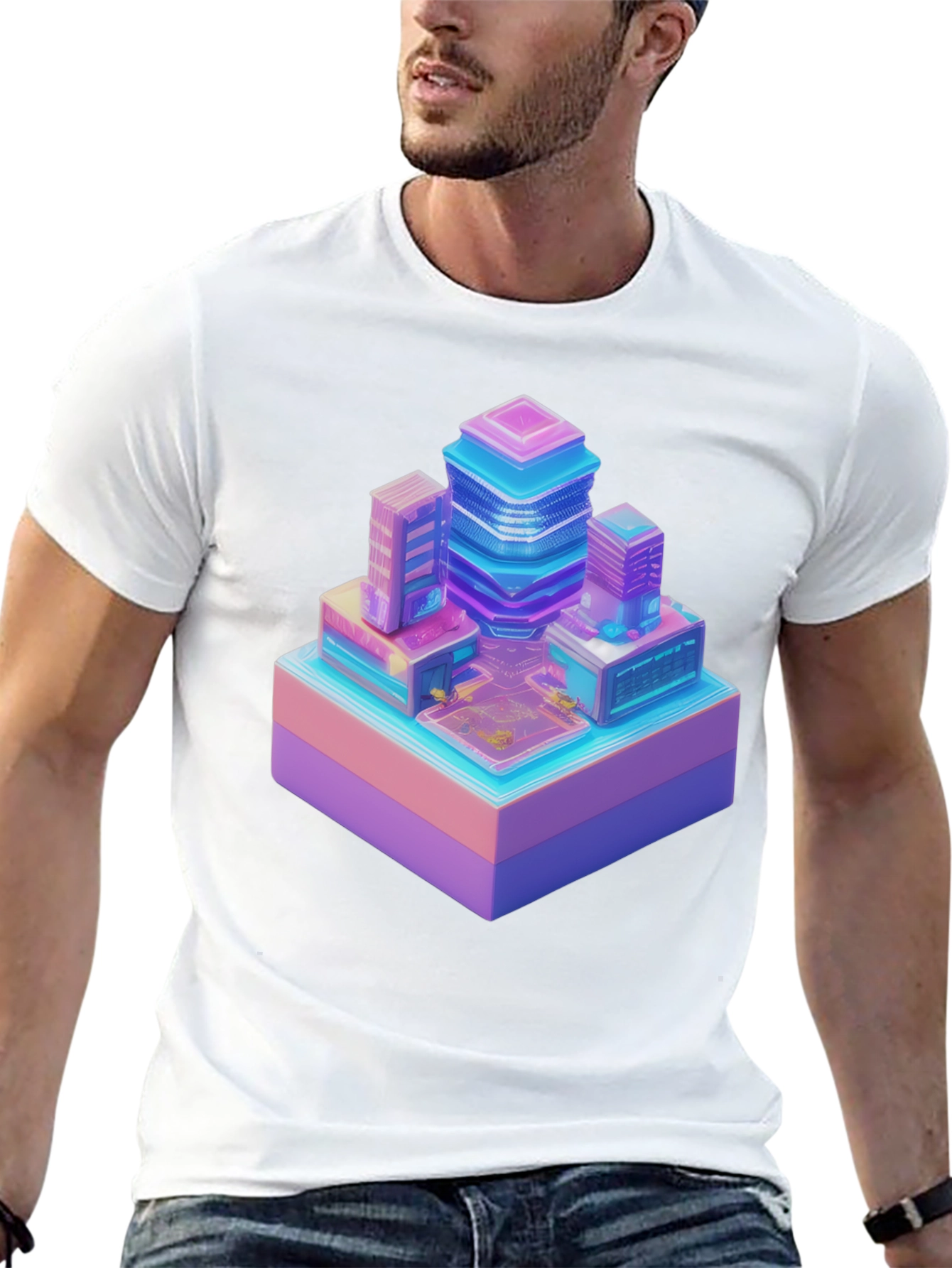 Retro Pixel Cityscape T-Shirt