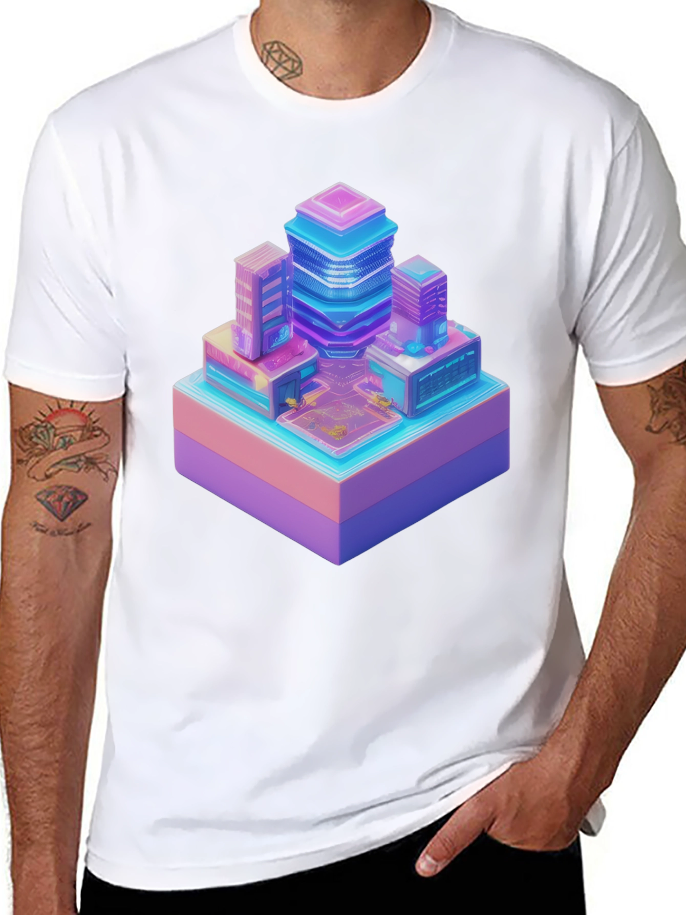 Retro Pixel Cityscape T-Shirt