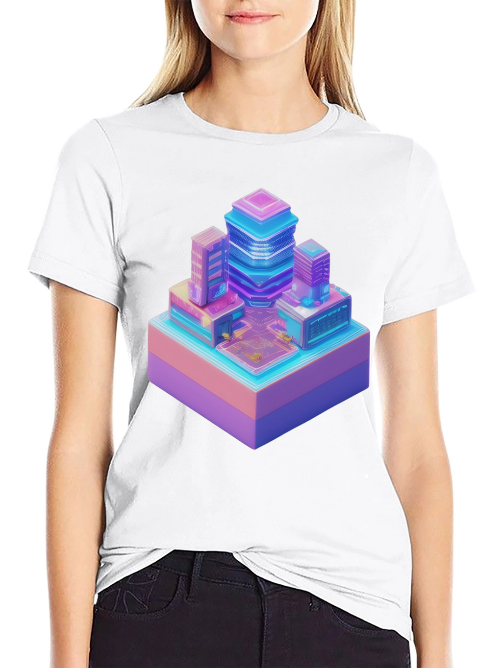 Retro Pixel Cityscape T-Shirt