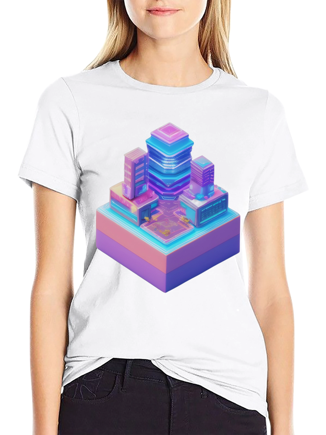 Retro Pixel Cityscape T-Shirt