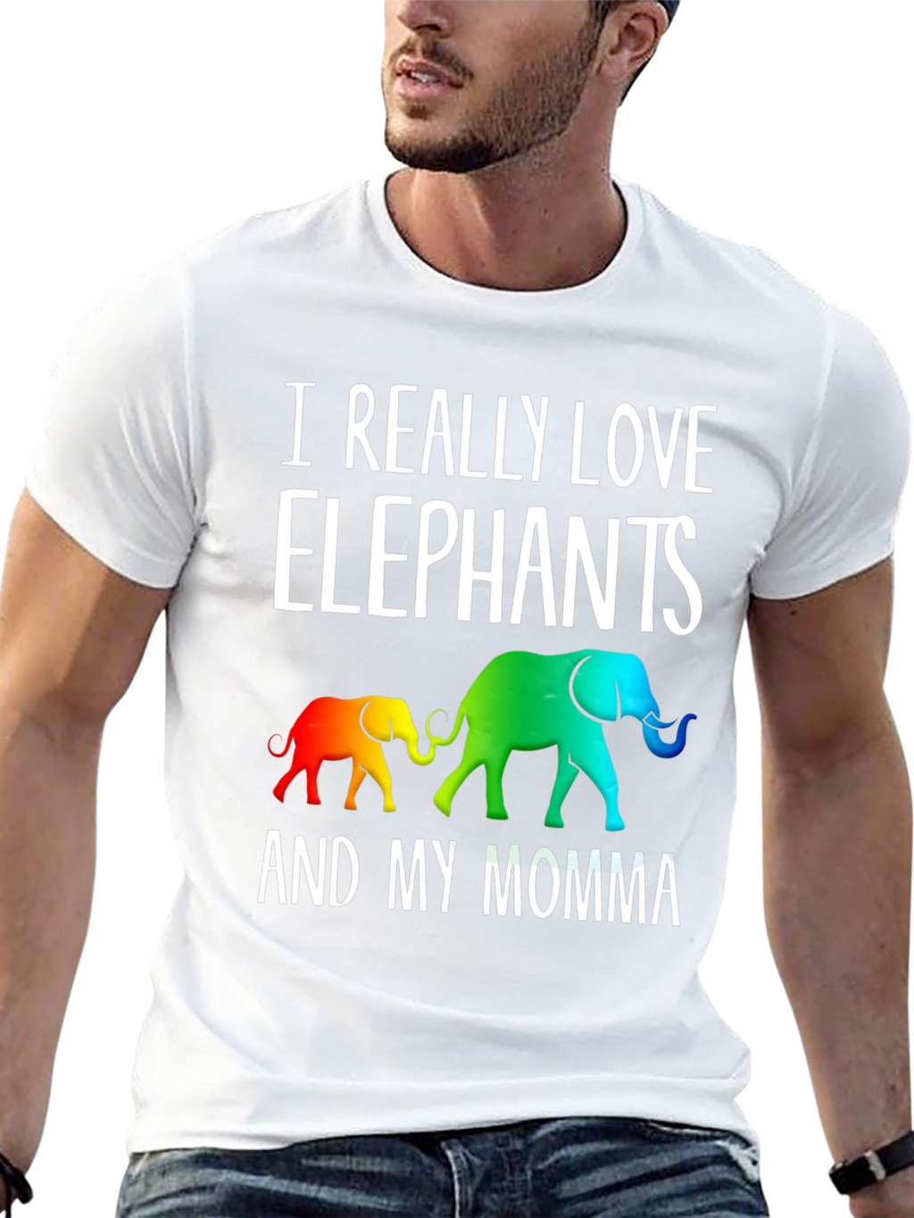 I Really Love Elephants And My Momma Graphic Tee