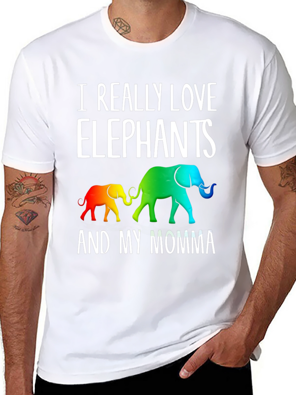 I Really Love Elephants And My Momma Graphic Tee