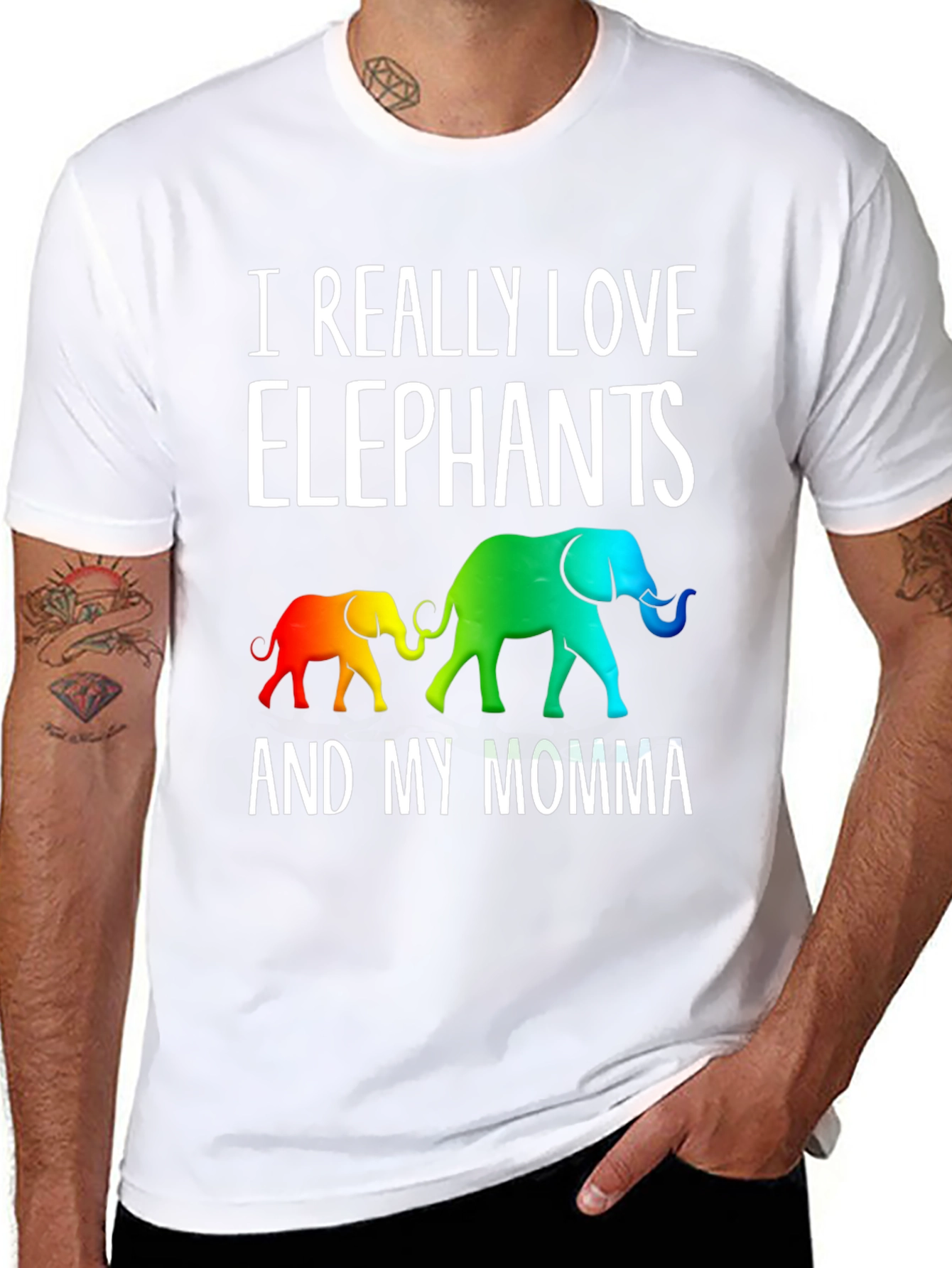 I Really Love Elephants And My Momma Graphic Tee