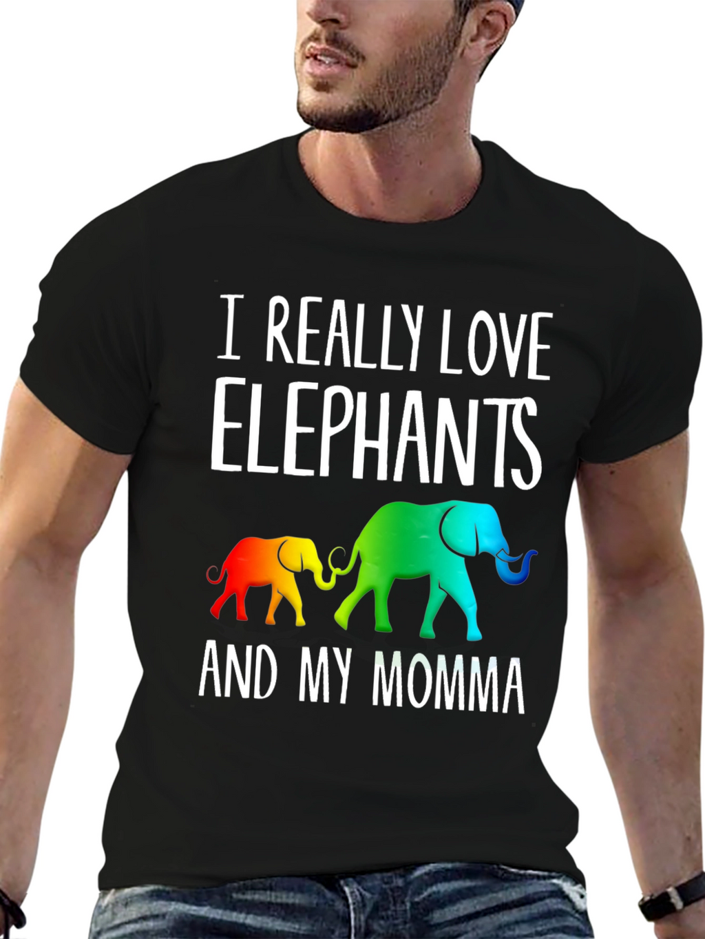 I Really Love Elephants And My Momma Graphic Tee