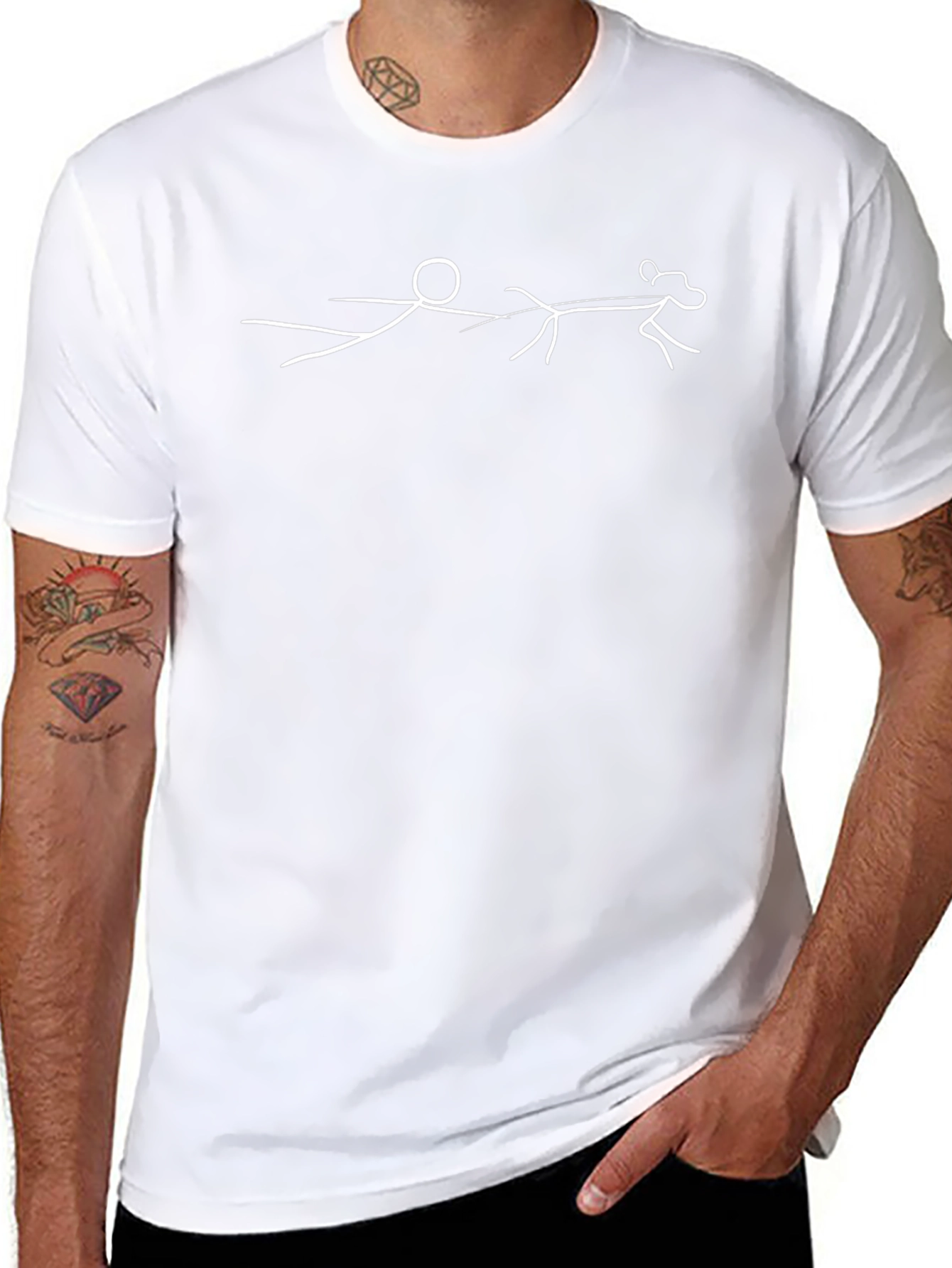 Minimalist Dog Walk T-Shirt – Stick Figure Dog Lover Tee