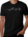 Minimalist Dog Walk T-Shirt – Stick Figure Dog Lover Tee