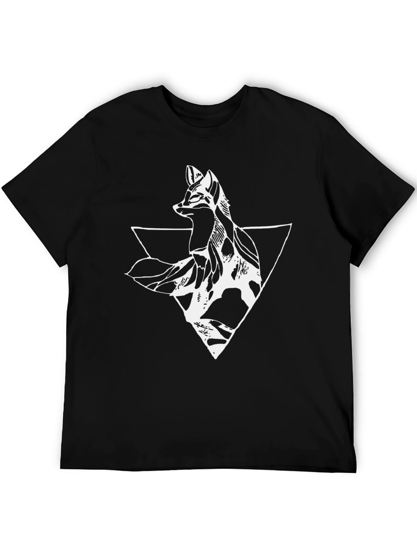 Geometric Fox Graphic Tee - Mens Black T-Shirt