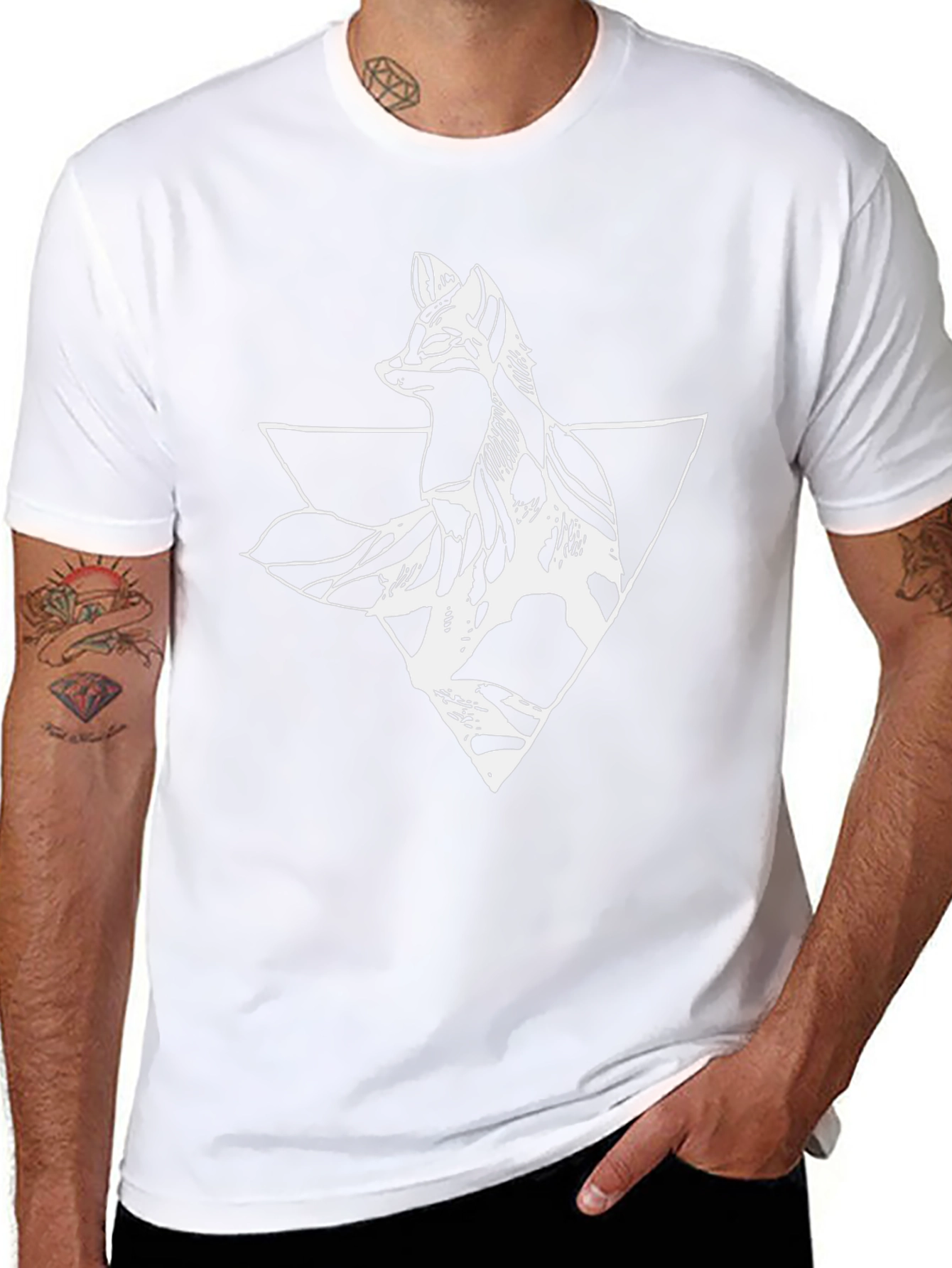 Geometric Fox Graphic Tee - Mens Black T-Shirt