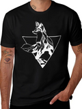 Geometric Fox Graphic Tee - Mens Black T-Shirt