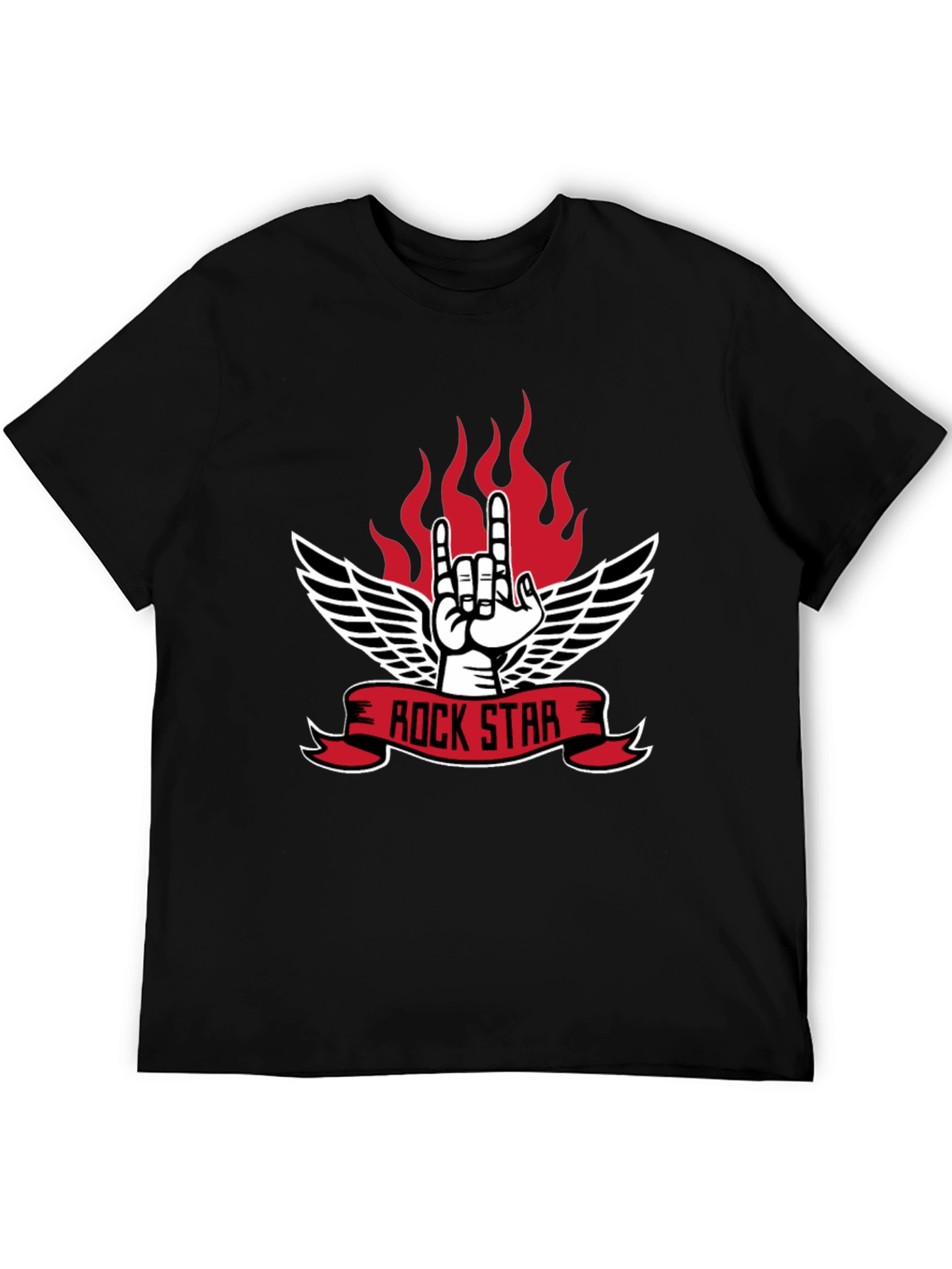 Rock Star Graphic Tee - Heavy Metal Hand Sign T-Shirt