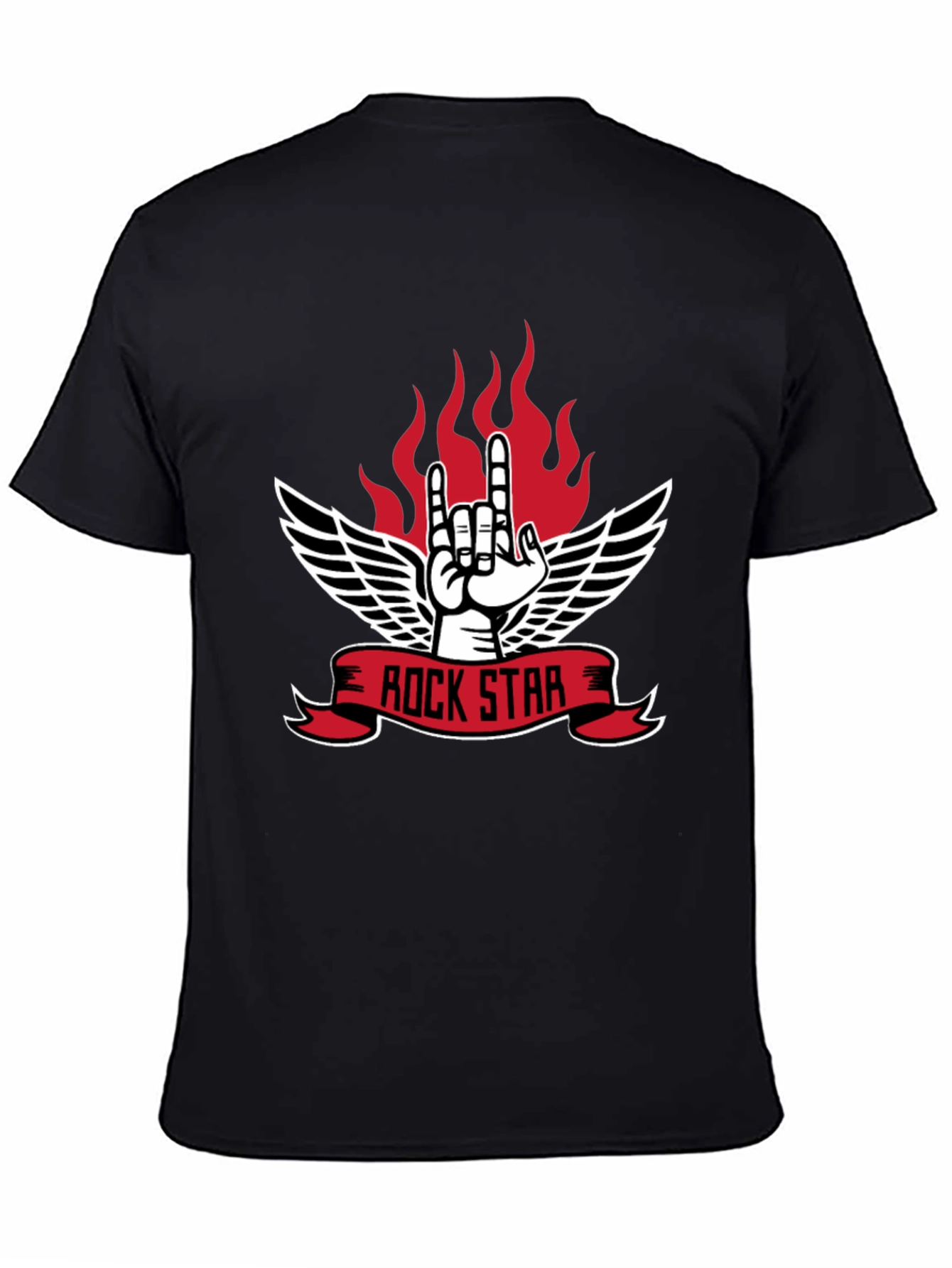 Rock Star Graphic Tee - Heavy Metal Hand Sign T-Shirt