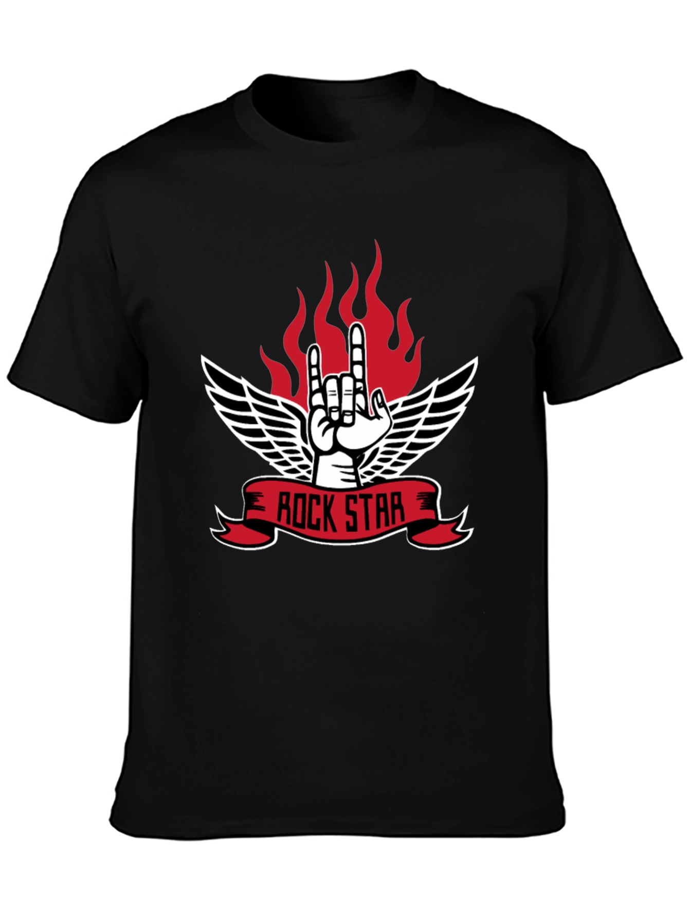 Rock Star Graphic Tee - Heavy Metal Hand Sign T-Shirt
