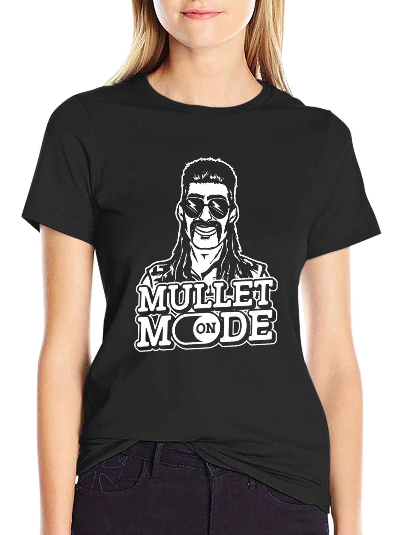 Mullet Mode On Graphic Tee - Black