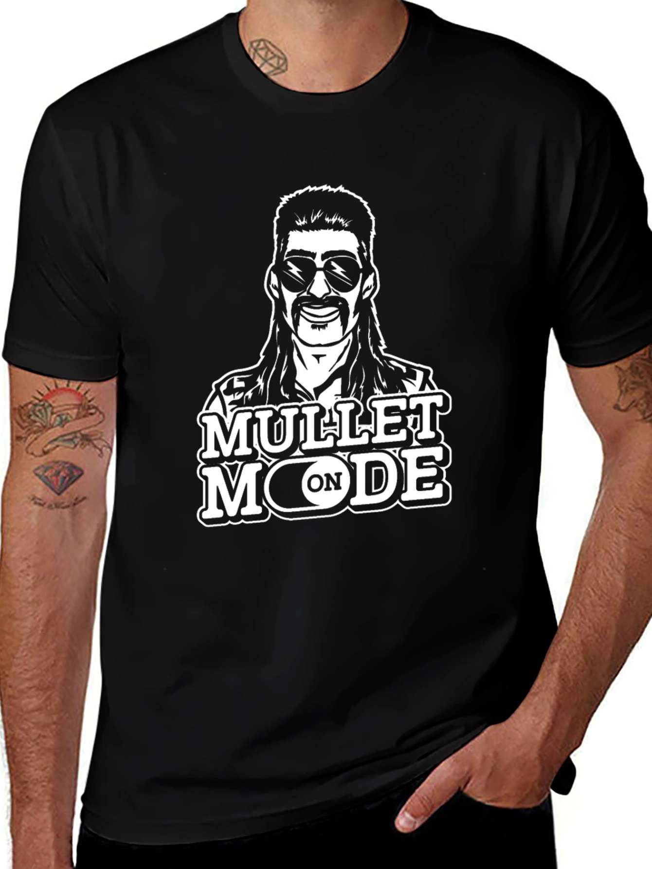 Mullet Mode On Graphic Tee - Black