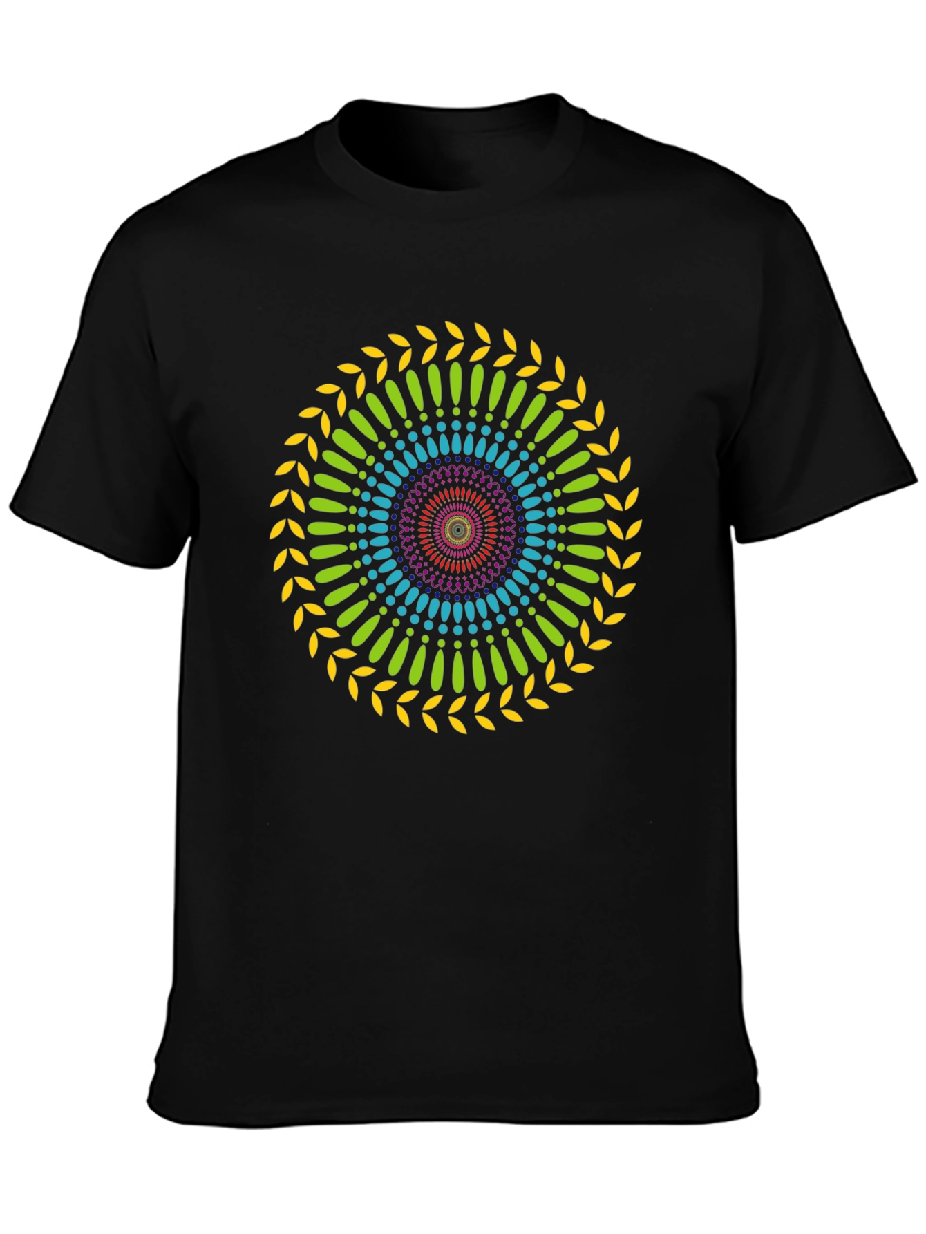 Colorful Mandala Graphic Black T-Shirt