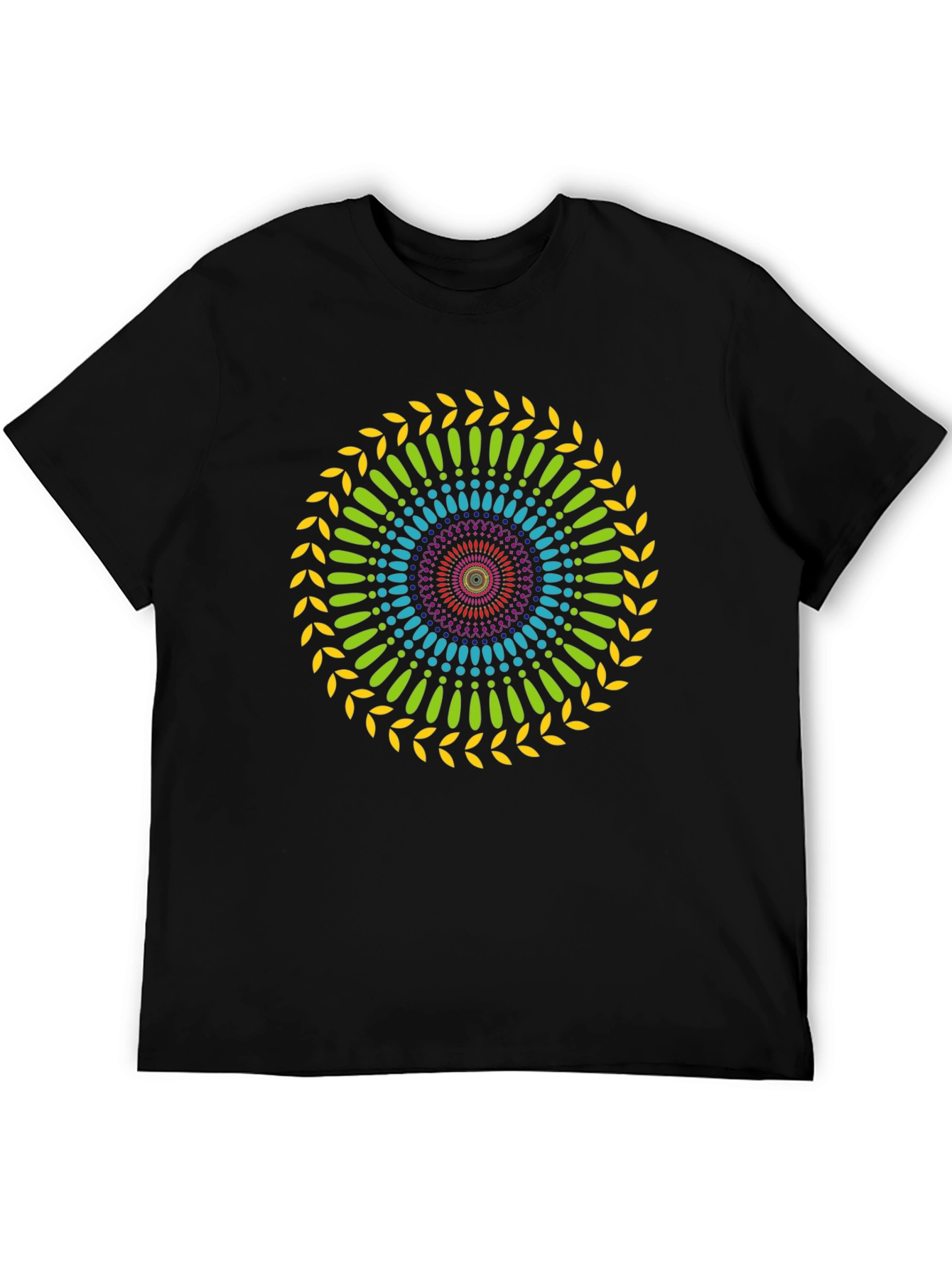 Colorful Mandala Graphic Black T-Shirt