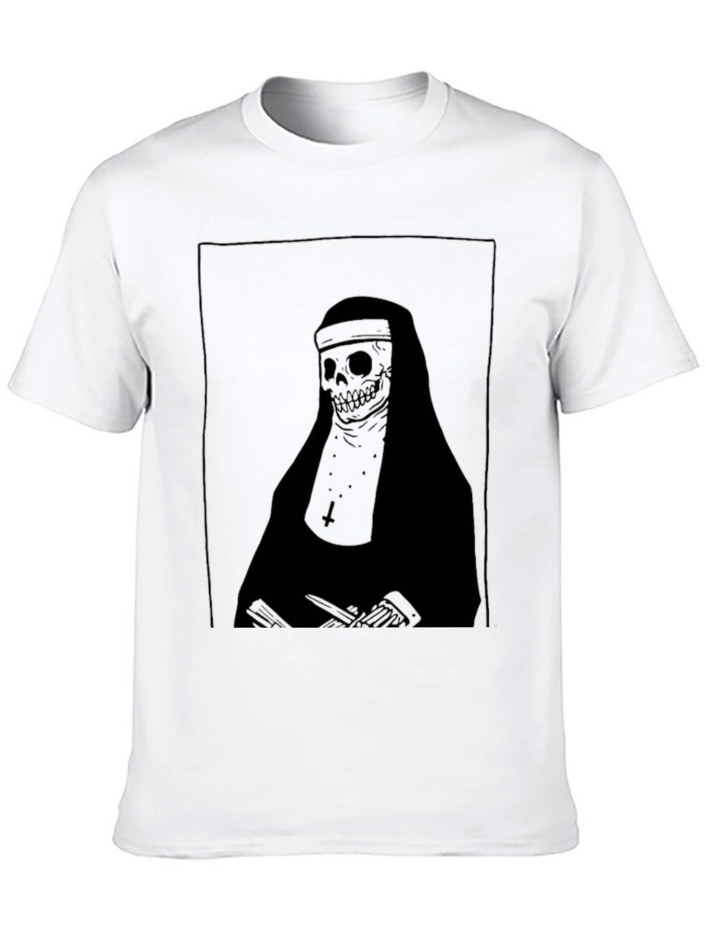 Grim Nun Graphic Tee - Dark Humor Fashion