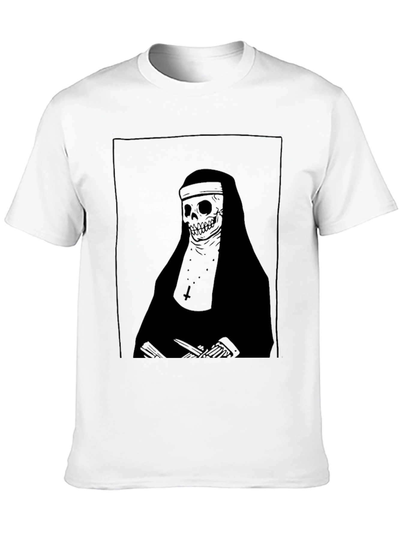 Grim Nun Graphic Tee - Dark Humor Fashion