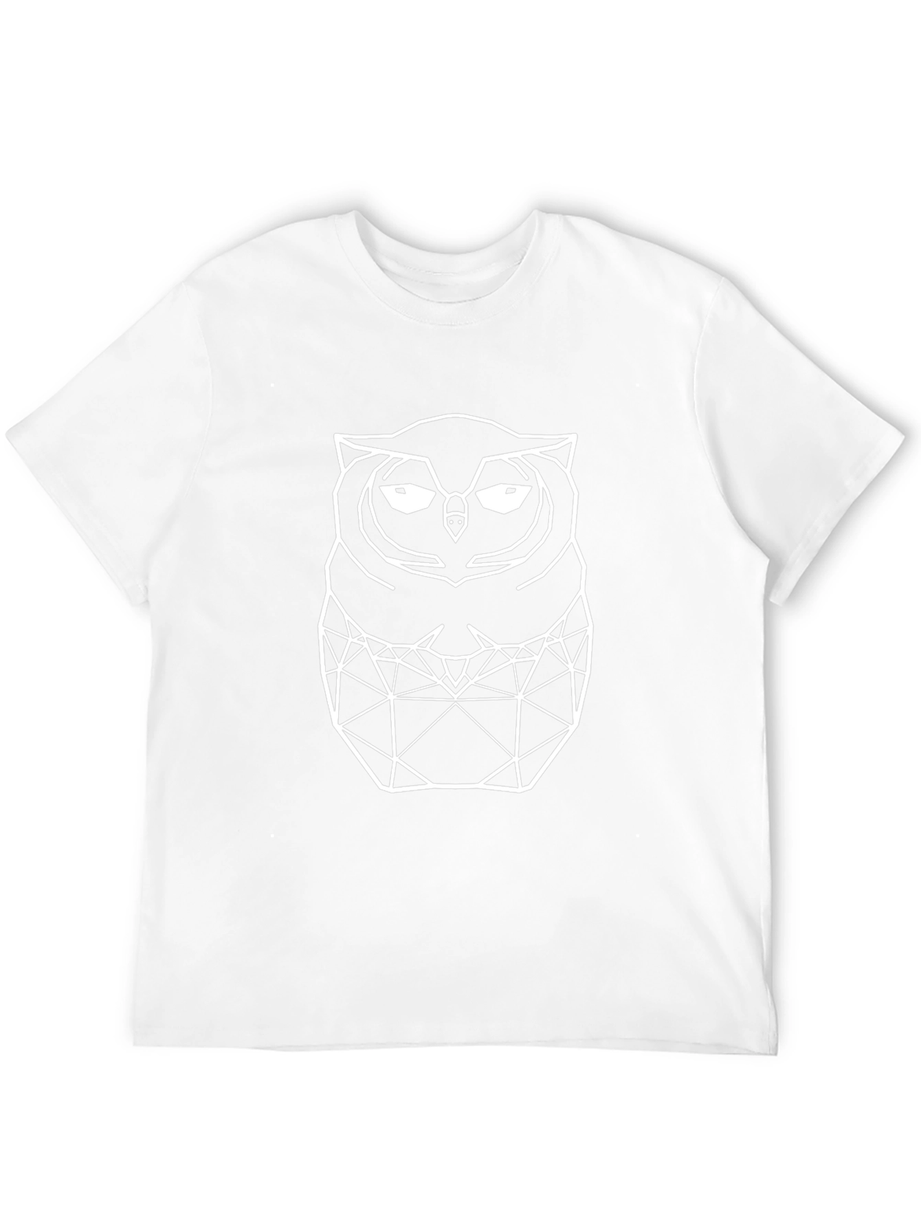 Geometric Owl Graphic Tee - Black Cotton T-Shirt