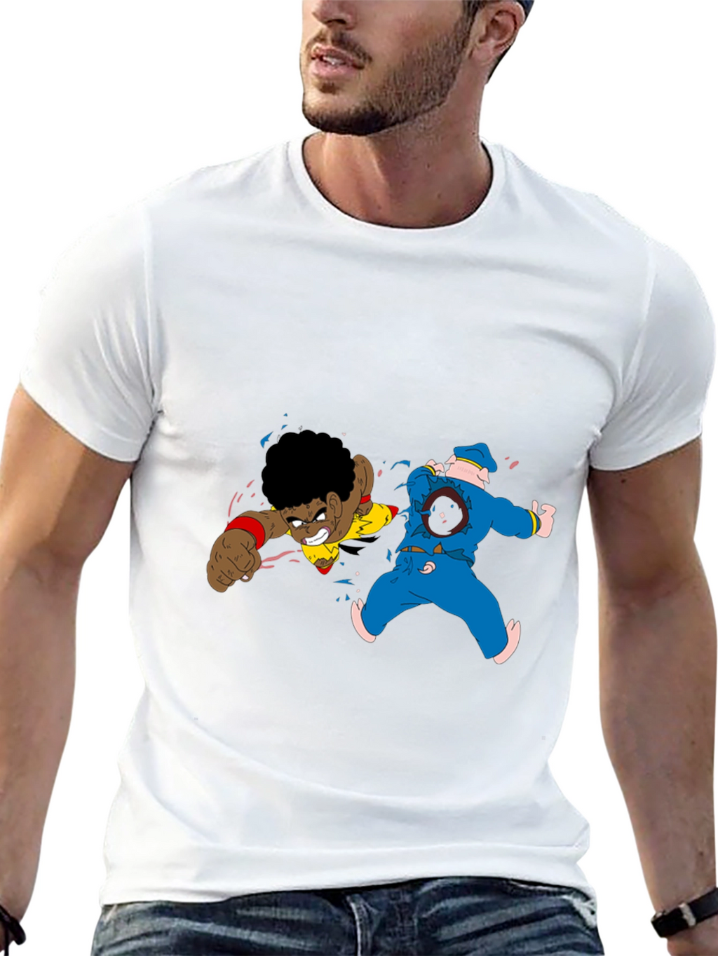 Cartoon Fight Black Tee