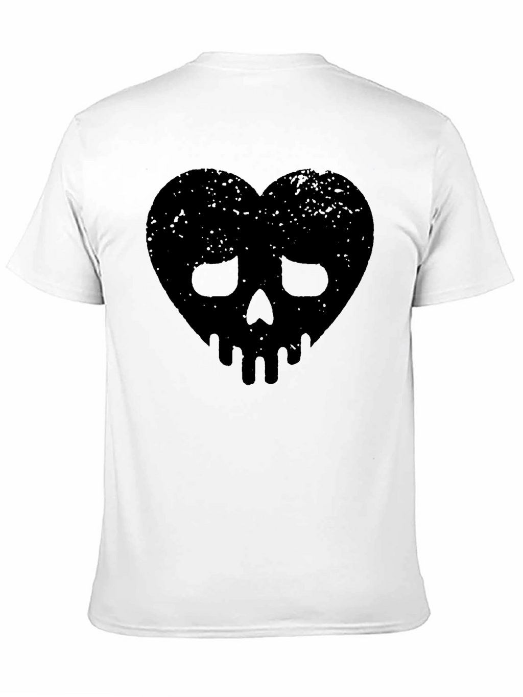 Edgy Heart Skull Graphic Tee - Black Cotton Blend