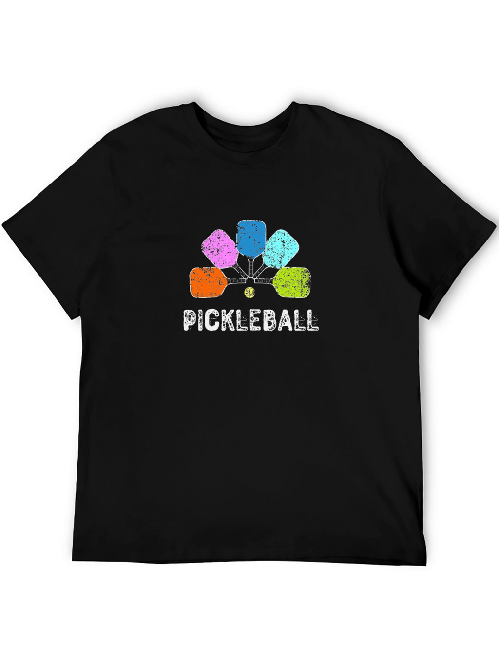 Pickleball Paddle Graphic Tee - Black Cotton Shirt