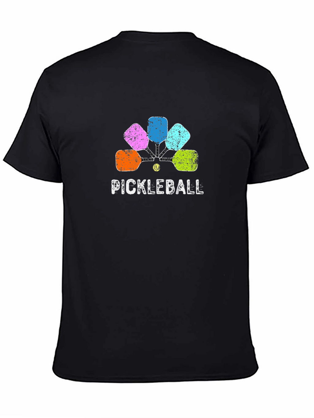 Pickleball Paddle Graphic Tee - Black Cotton Shirt
