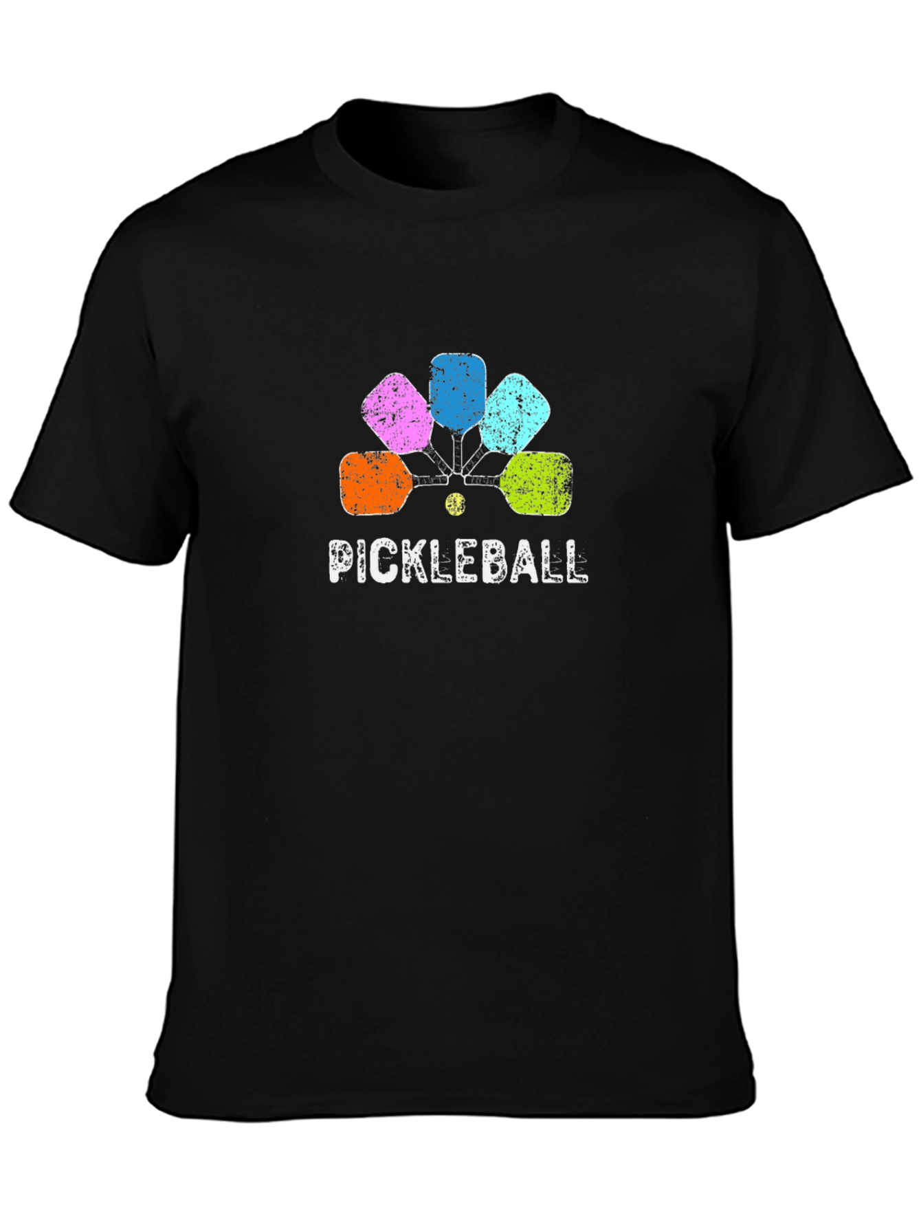 Pickleball Paddle Graphic Tee - Black Cotton Shirt