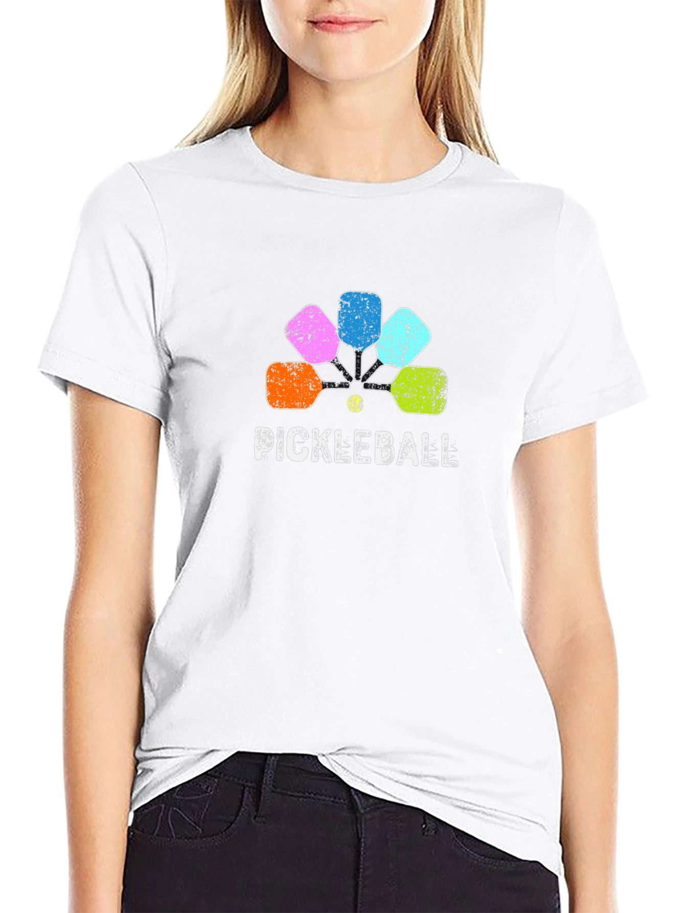 Pickleball Paddle Graphic Tee - Black Cotton Shirt