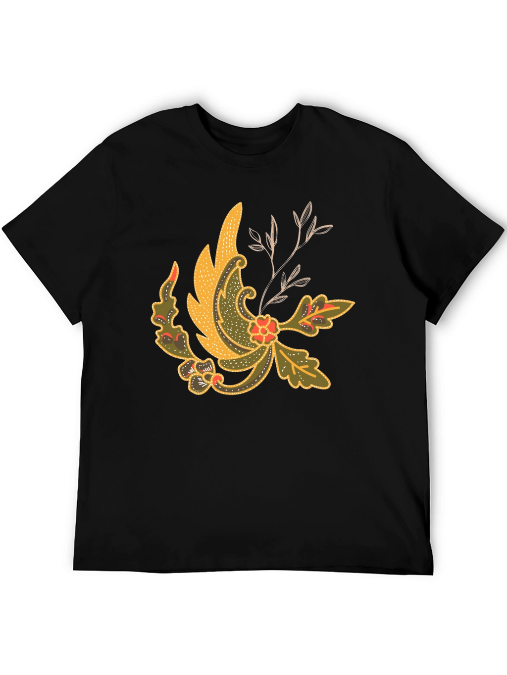 Batik Style Graphic Tee - Black Cotton Blend