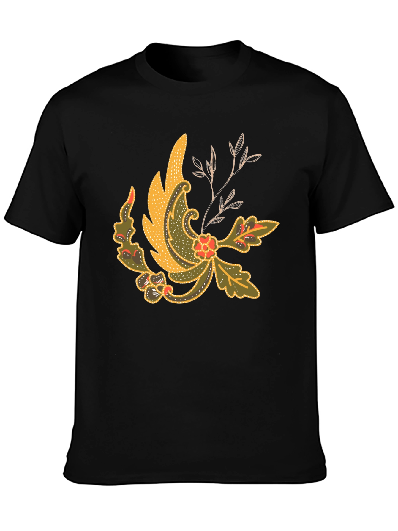 Batik Style Graphic Tee - Black Cotton Blend